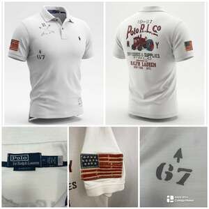 Polo Ralph Lauren Men's Medium Classic Fit Mesh Graphic Tractor Polo Shirt - Whi
